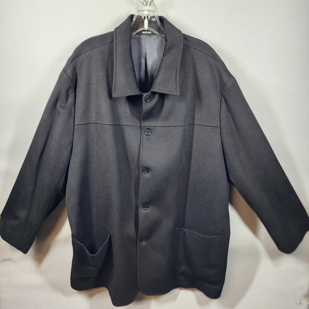 Ralph Ralph Lauren Car Coat Mens 48R Black Wool Silk Cashmere Lined Button Front